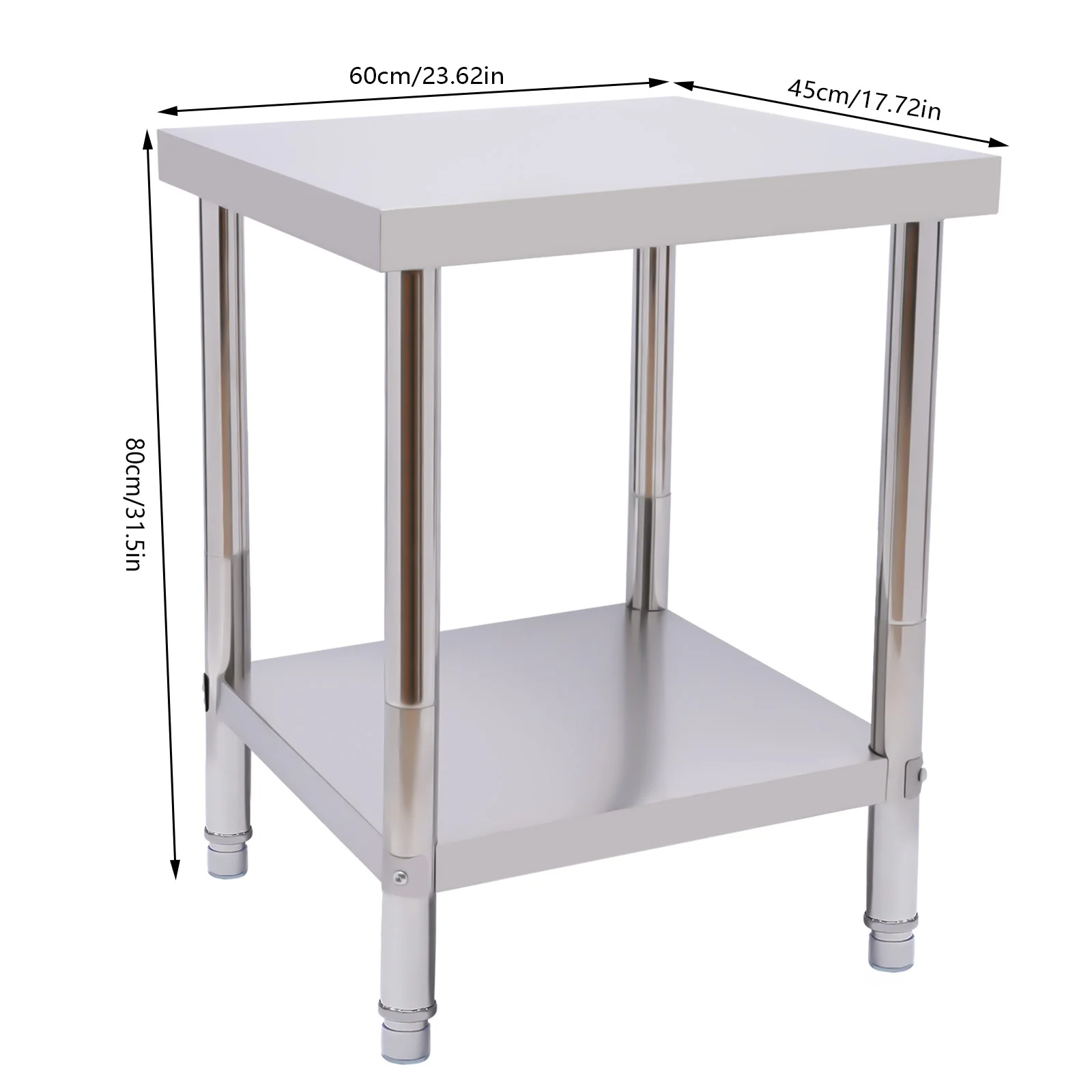 Mesa de aço inoxidável para preparação e trabalho 24 x 18 polegadas, mesa de trabalho comercial resistente para preparação de alimentos com undershelf para restaurante