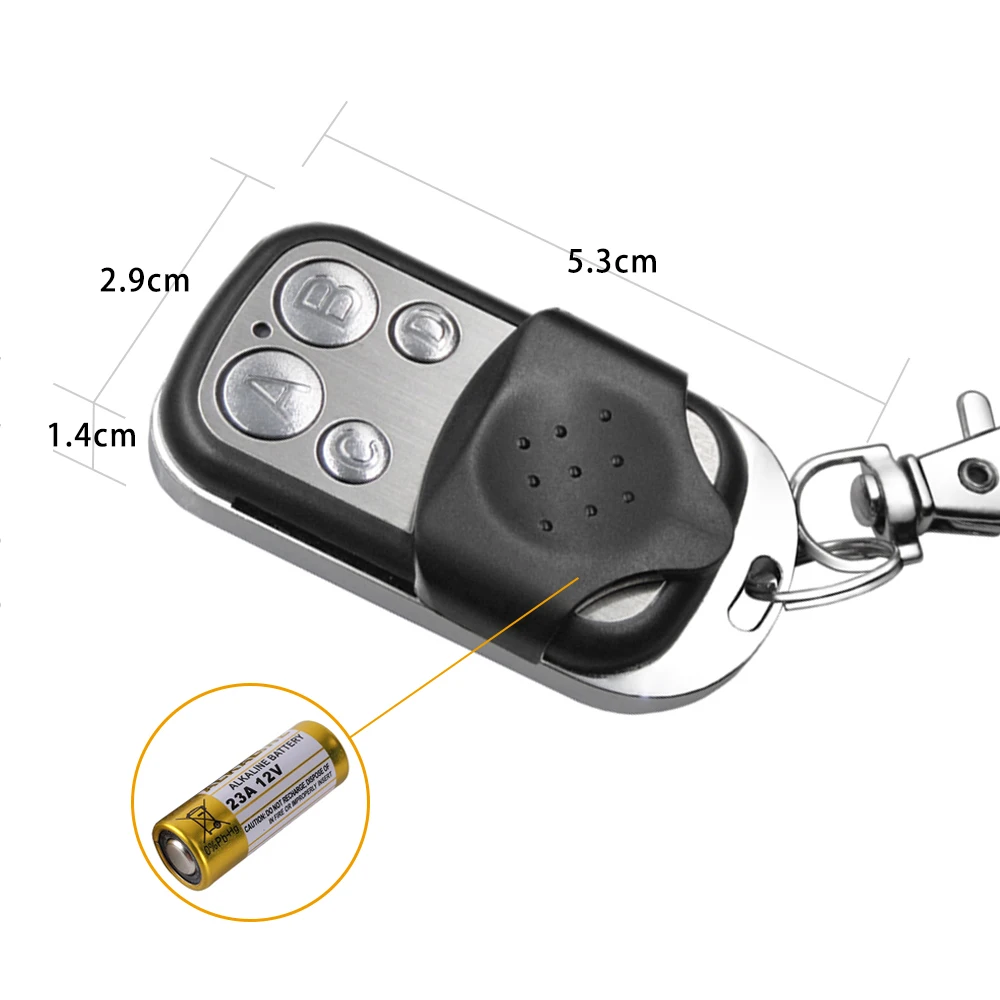 Botón pulsador de Metal de 433MHz ABCD/bloqueo desbloqueo transmisor de Control remoto de 4 botones Universal 4 botones abridor de puerta de garaje remoto