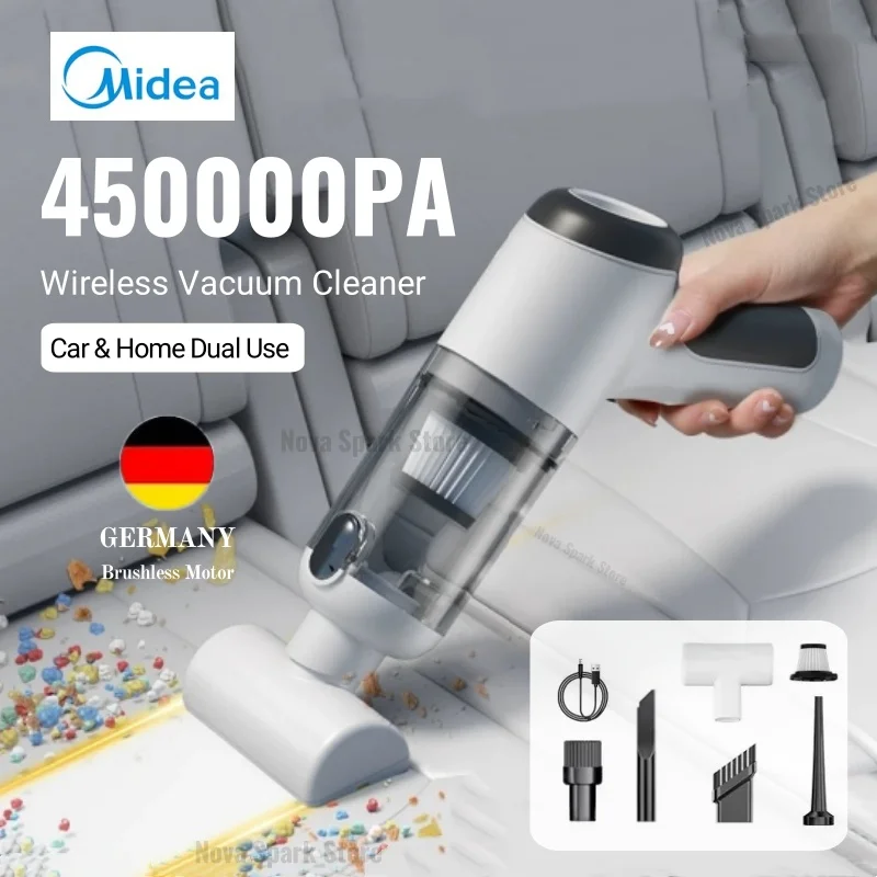 Midea Car Wireless Vacuum Cleaner Powerful Mini 450000PA Portable Vacuum Cleaner For Home Strong Suction Handheld Cleaner NEW