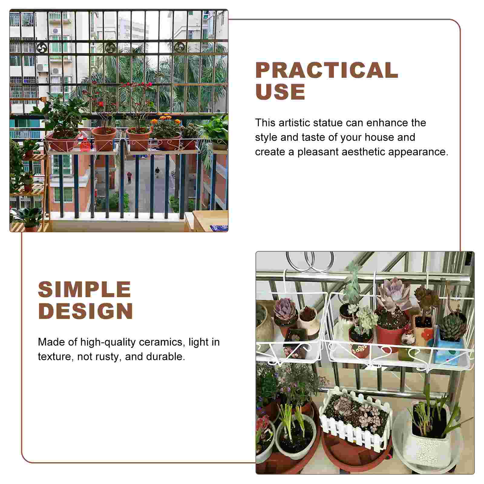 Macetero colgante para balcón, soporte de Metal para macetas, canastas de hierro, valla, Riel, cesta, estante de pared