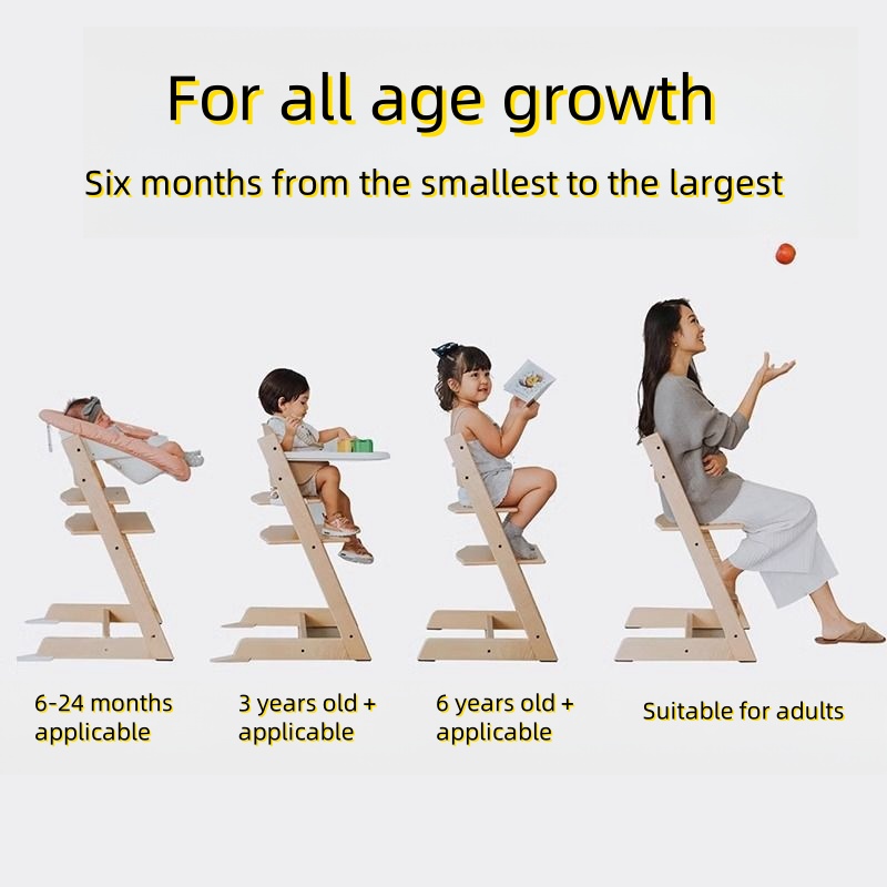 Silla de bebé, silla de comedor de madera maciza para silla de bebé, silla multifuncional de madera maciza para bebé, sillas de comedor para cocina, muebles