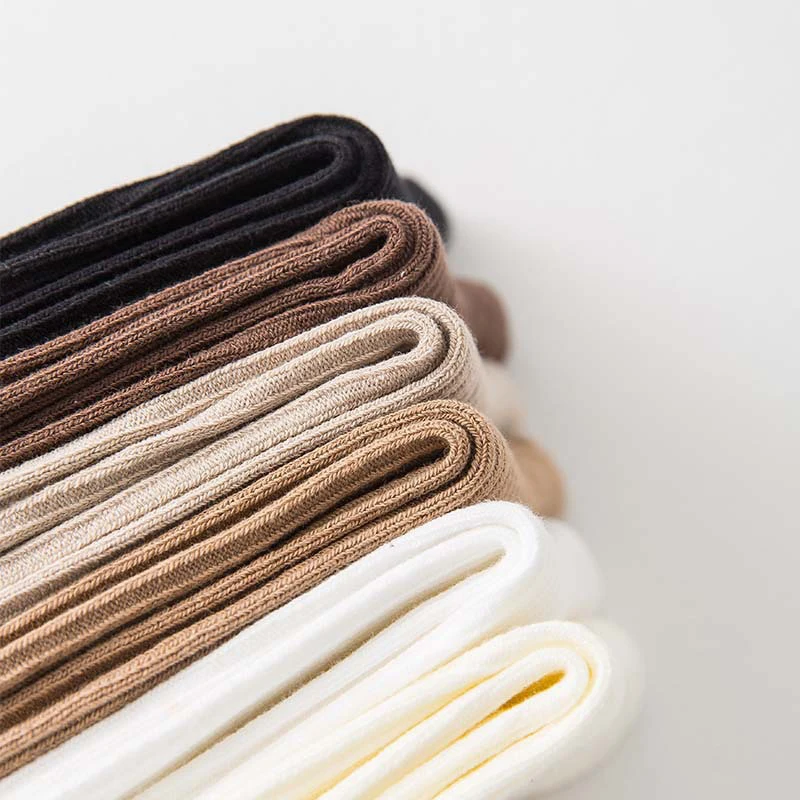 5 pares de calcetines de longitud media de Color sólido para mujer, calcetines de algodón informales para mujer, calcetines simples de longitud media para otoño para mujer