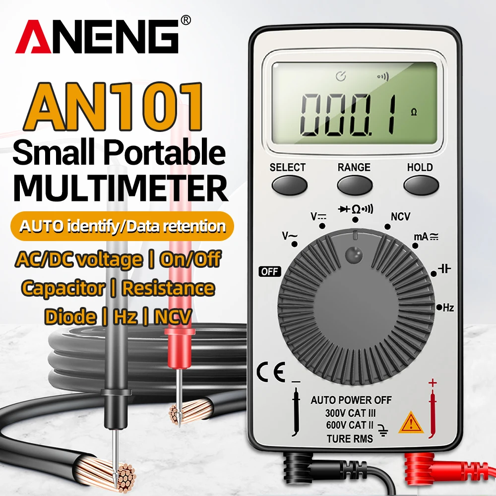 ANENG AN101 มัลติมิเตอร์แบบดิจิตอล 1999 นับเครื่องทดสอบแรงดันไฟฟ้า AC/DC ยานยนต์ Current Professional Mini เครื่องทดสอบเครื่องมือช่างไฟฟ้า