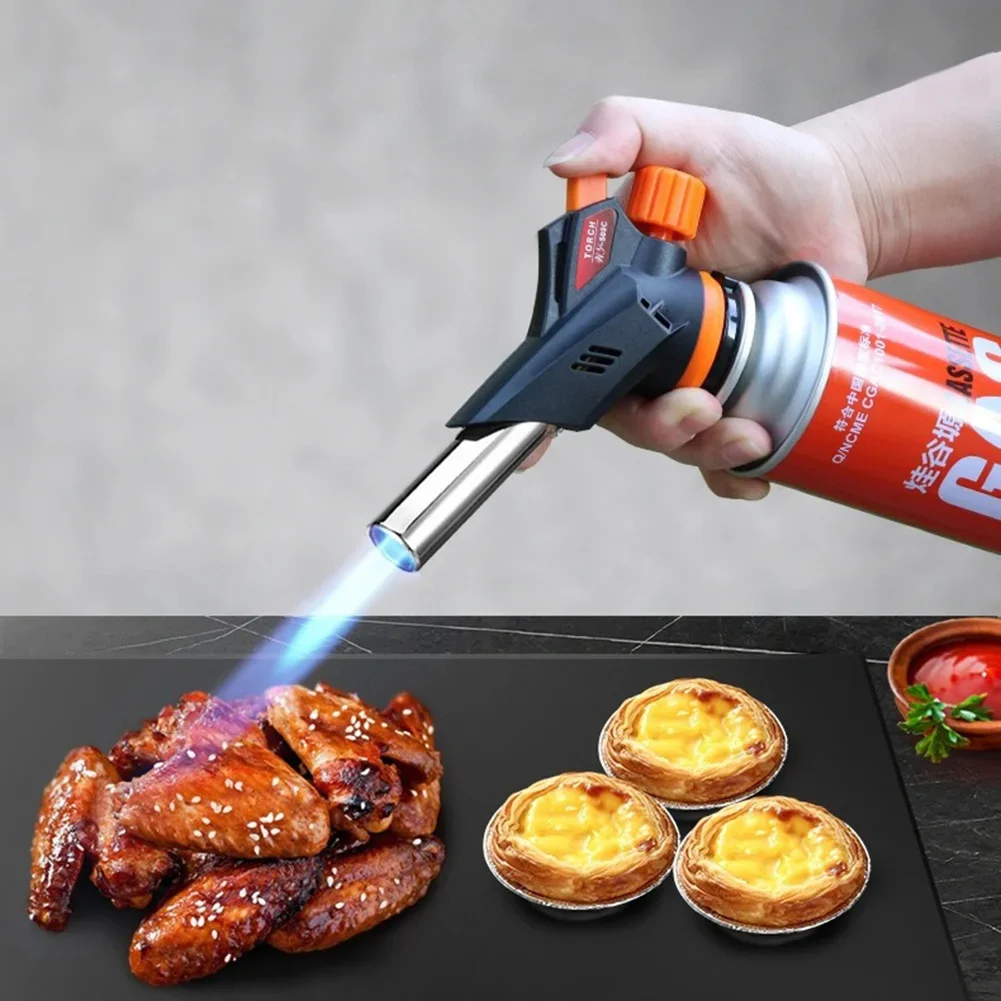 เชื่อมแก๊สไฟฉายปืนเปลวไฟ Burner หัวฉีด Flamethrower Butane Burner กลางแจ้ง Camping BBQ Brazing ไฟฉายครัวทําอาหาร Burner