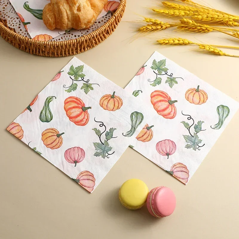 10/20 pz 33cm 2Ply ringraziamento zucca tovaglioli di carta colorati tovaglioli per feste tovagliette di carta decorativa farfalla carta barlet