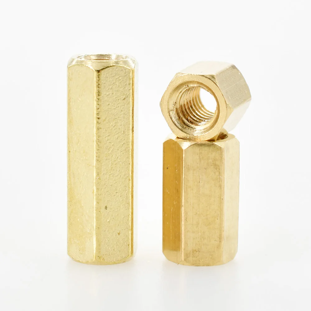Separadores de placa base de latón, estante de placa hexagonal, tornillo espaciado, perno hexagonal de cobre hembra, perno de pilares PCB M2 M2.5 M3 M4 M5 M6 espaciador