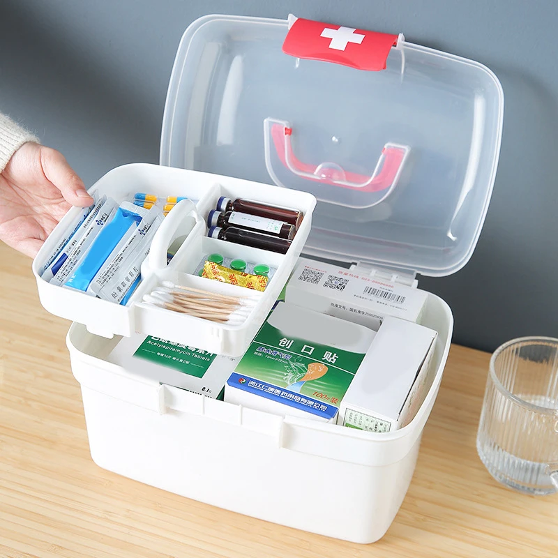 Große Kapazität Medizin Veranstalter Lager behälter Familie Erste-Hilfe-Brust tragbare Notfall-Kit-Box