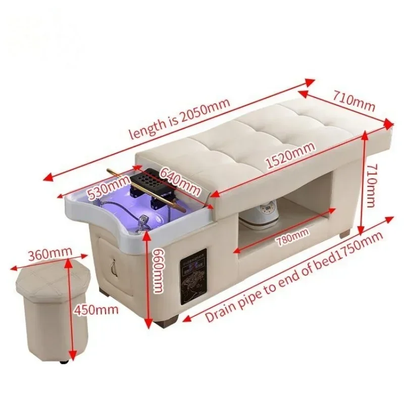 Mesa de massagem XinSheng Cama de massagem com cabeça SPA e salão de fumigação Cama de shampoo para lavagem de cabelo, bem-estar e uso comercial