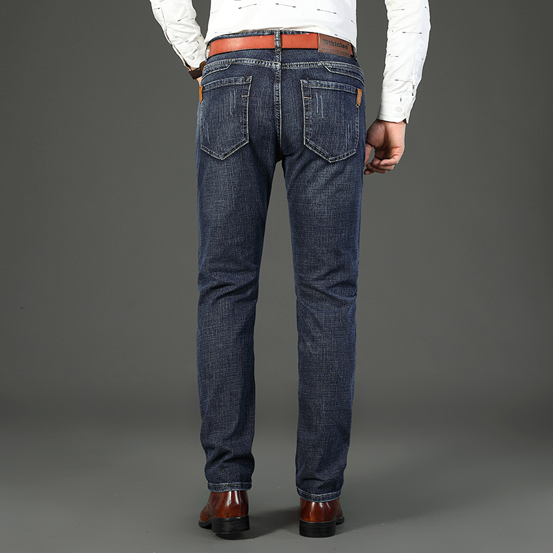 Pantalones vaqueros de negocios para hombre, pantalón informal, recto, elástico, a la moda, clásico, azul, para trabajo, ropa de marca WTHINLEE, talla 28-40