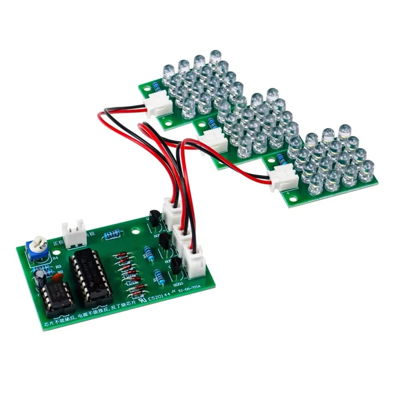 Kit de práctica de soldadura electrónica DIY NE555, Kit de diseño de producción de módulo estroboscópico de luz de alarma LED con Flash rojo, blanco y azul