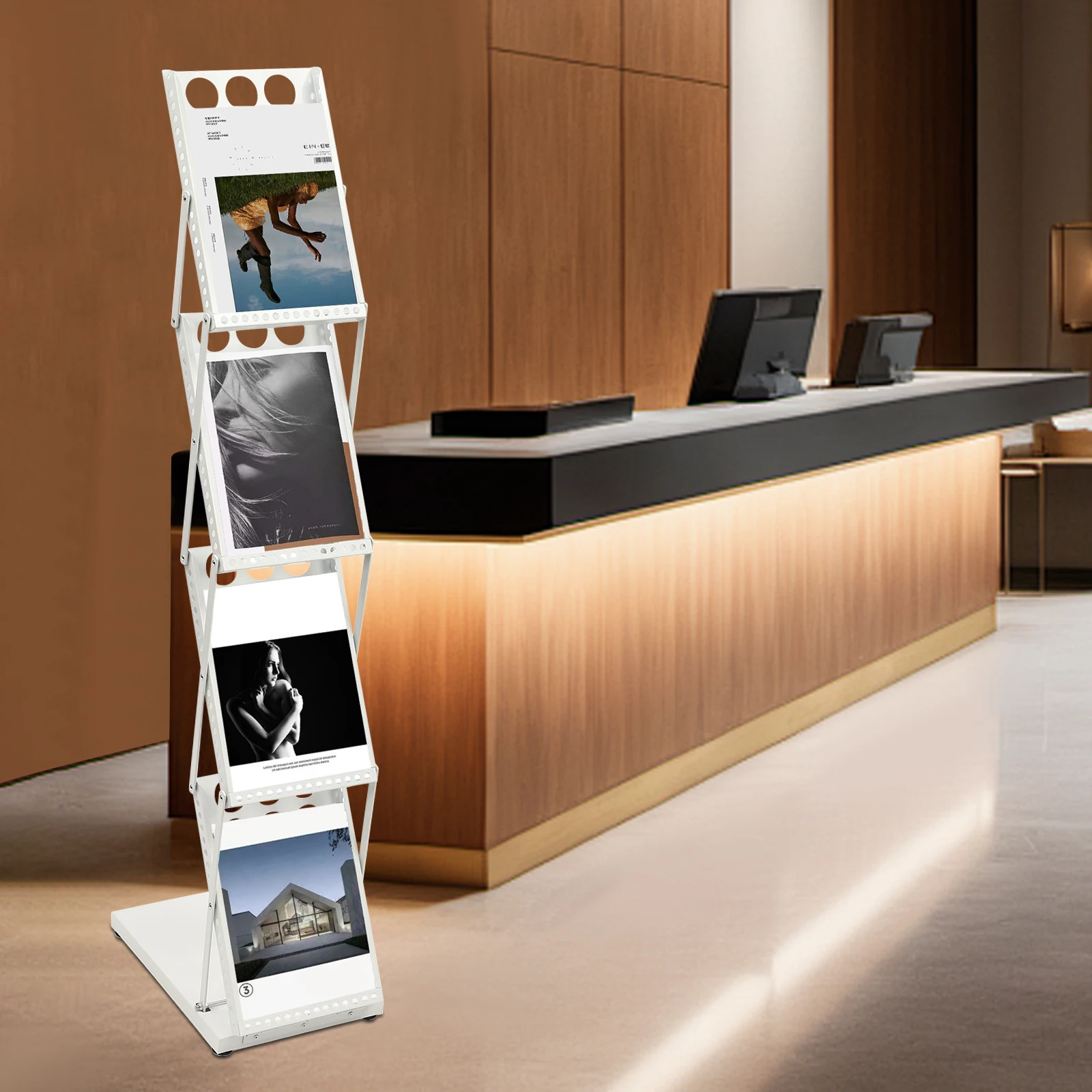 4-lagiger Präsentationsständer, faltbarer Zeitungsständer, Ausstellungsbeurnen, tragbarer Literaturständer, Katalogständer, Broschürenständer