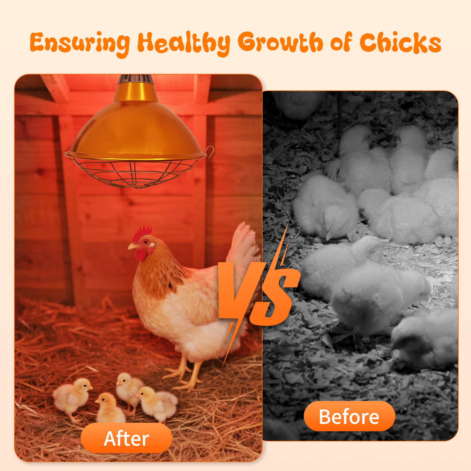 Lâmpada de calor para galinheiro, altura de suspensão ajustável, à prova d'água, para ambientes internos e externos, usada para anfíbios, pintor, pato, plugue UE