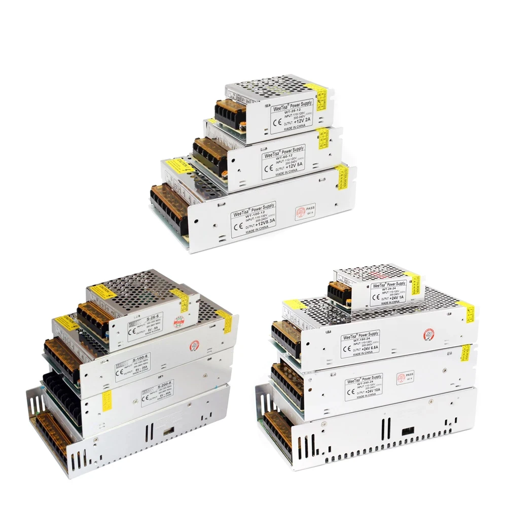 Alimentatore LED 5V 12V 24V AC 110V 220V a DC 5V 12V 24V LED Strip Light 12 Volt Interruttore Adattatore Driver Trasformatore elettronico