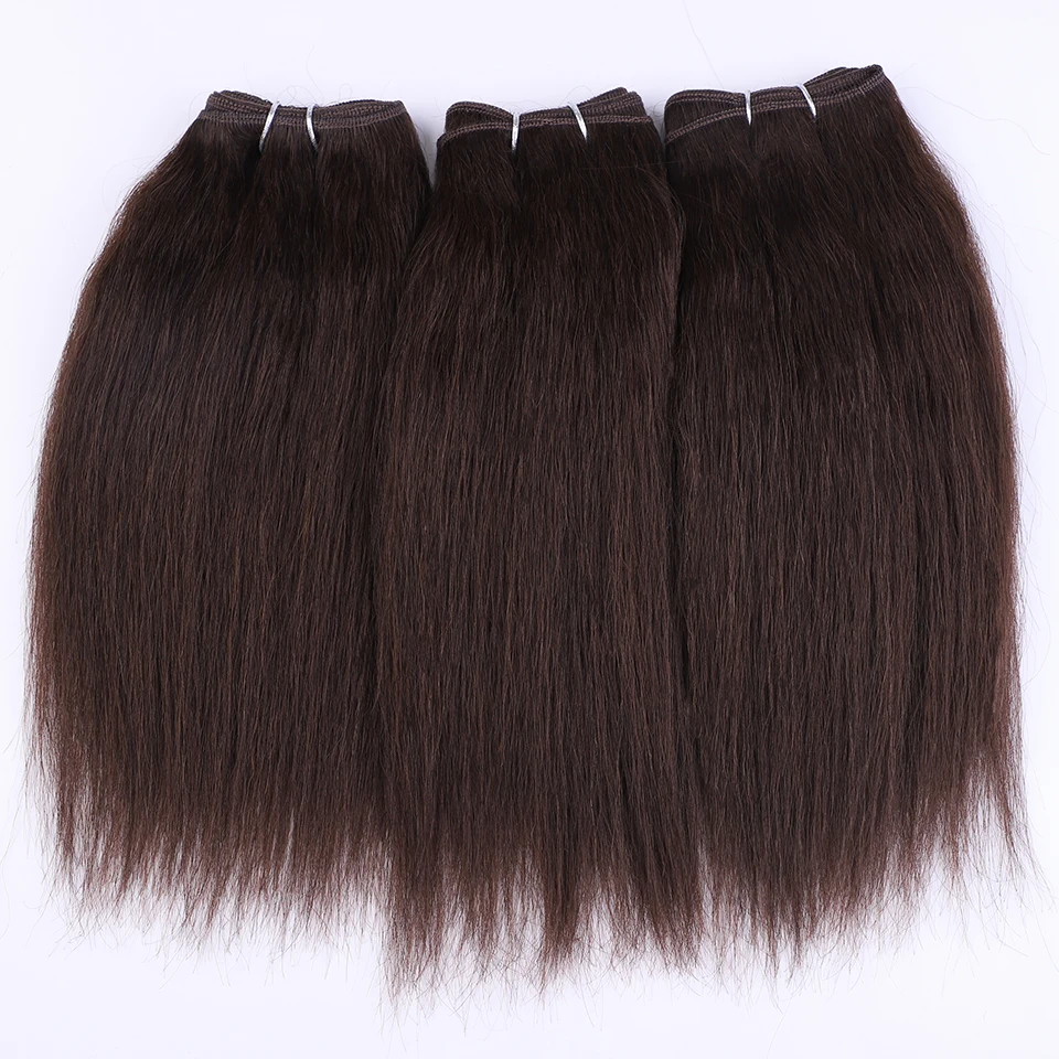 滑らかなブラジルのヤキヘアエクステンション,3ピース,4 #,茶色,女性用
