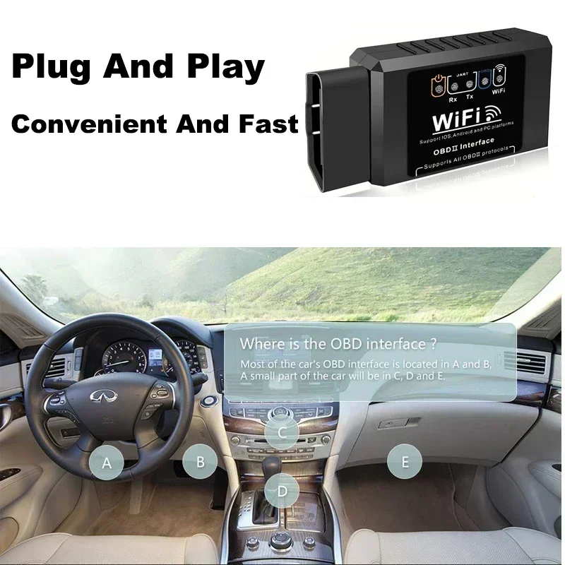 Wifi elm327 obd2 leitor de código scanner v1.5 ferramentas de diagnóstico do carro verificar falhas do motor para android/ios/windows 16pin obd2 interface