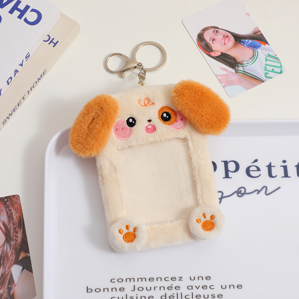 2023 Portafoto per cartoni animati Kawaii Serie animali Morbido peluche da 3 pollici Kpop Porta carte per foto Ciondolo per borsa Cancelleria scolastica