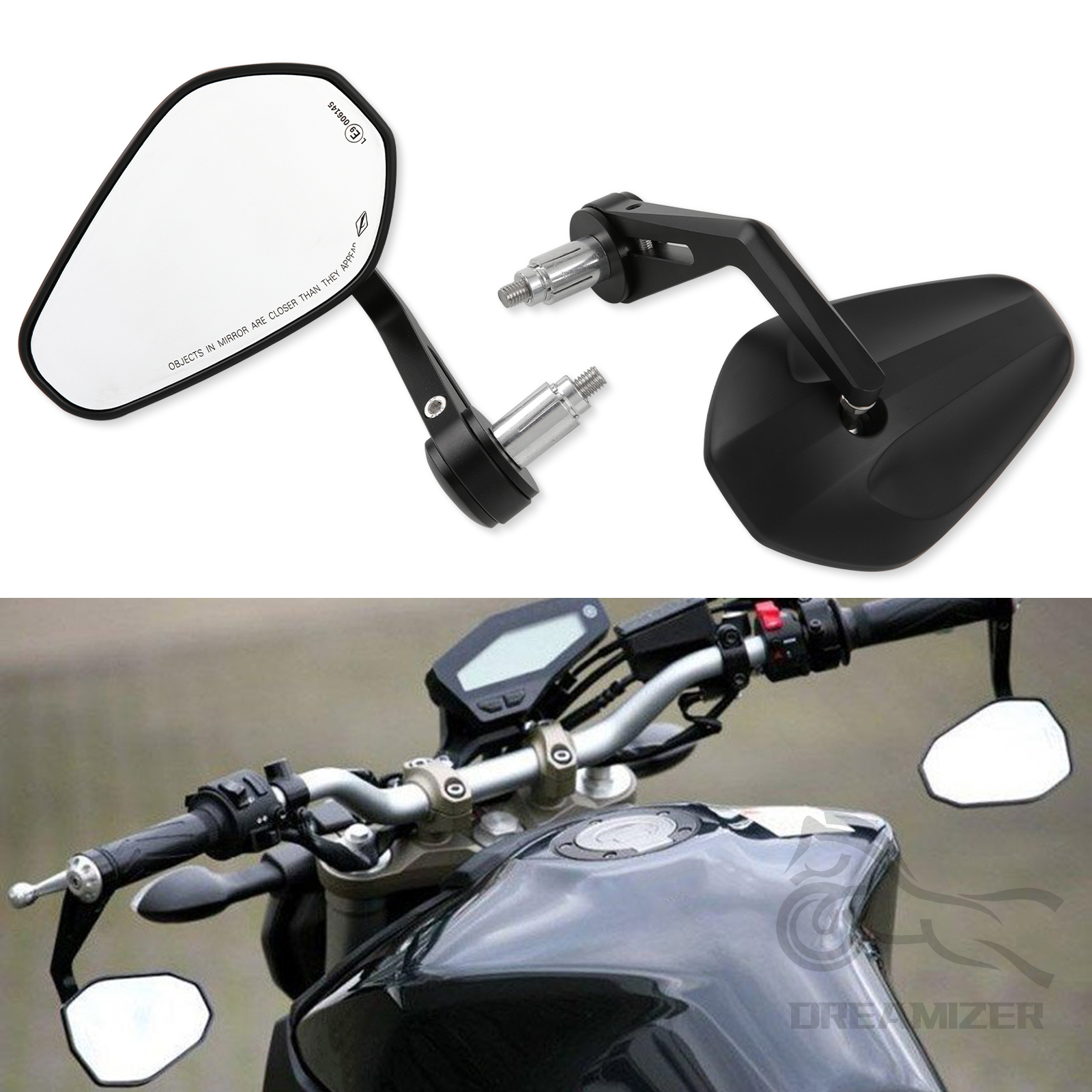 7/8 "ou 1" motocicleta moto scooters espelho retrovisor lateral lidar com barra final espelhos para yamaha kawasaki peças da motocicleta