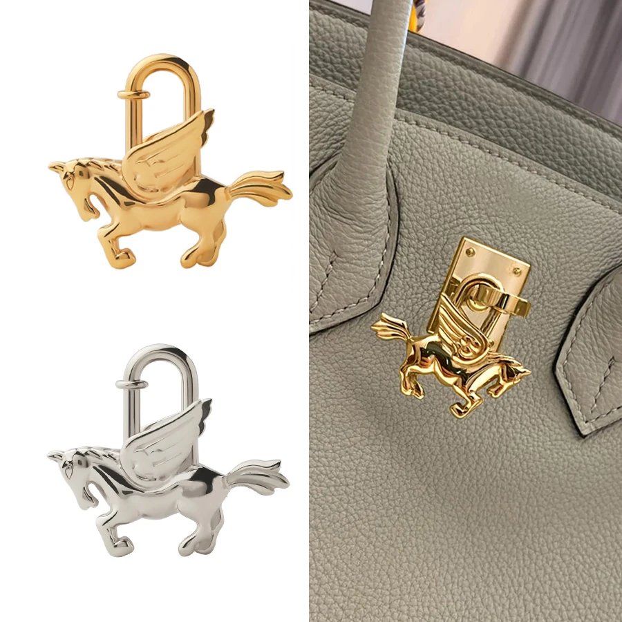 Luxury Bag Pendant For Birkin Kelly Bag Pegasus Lock Charm All-steel Animal Metal Lock Bags Pendant High-end Charm Necklace