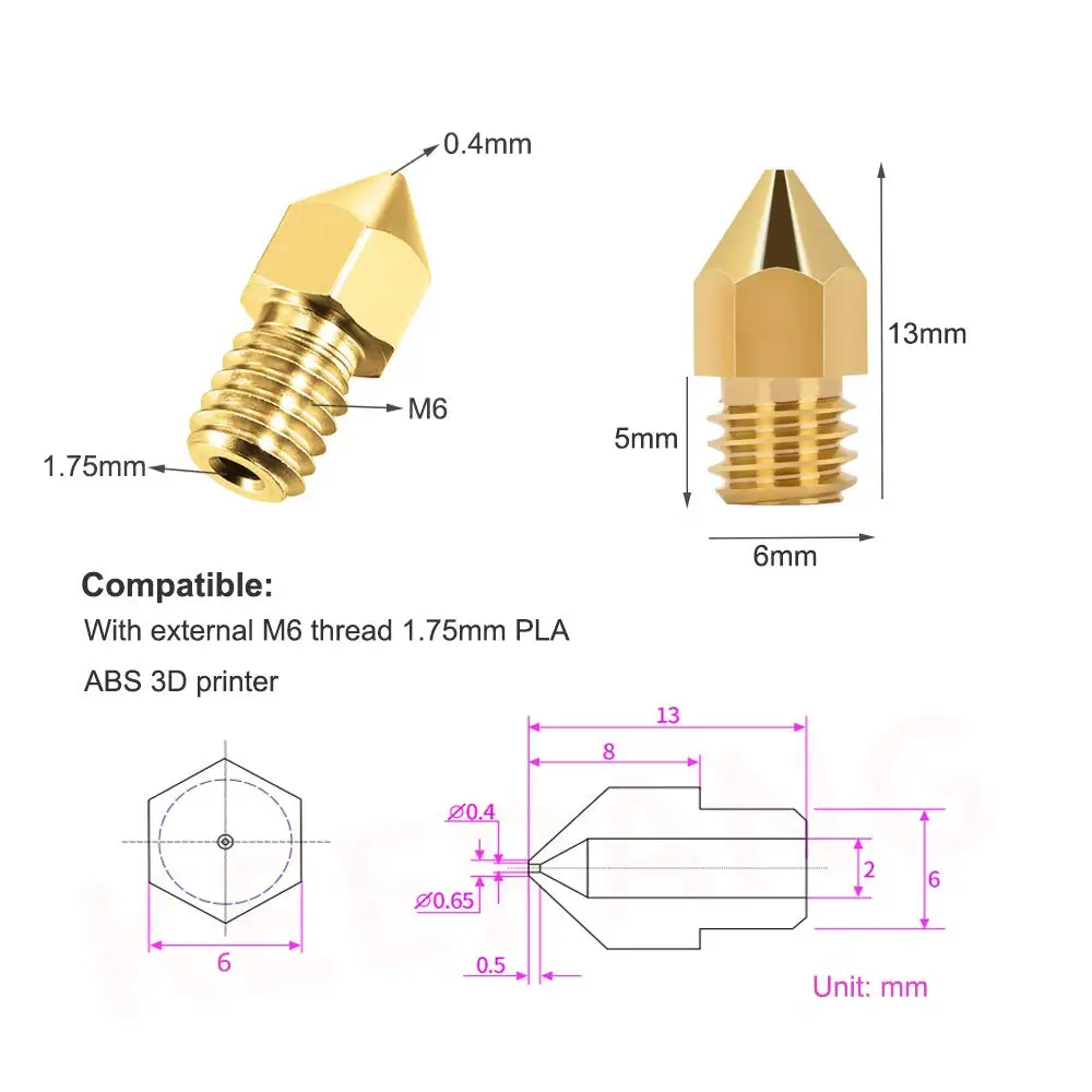 31 Cái/lốc 1.75Mm MK8 Đầu Vòi Bằng Đồng Giàn Phơi In Hình Đầu Cho Anet A8 A8Plus CREALITY Ender 3 3S Pro v2 CR10 3D Máy In 0.2-1.0Mm