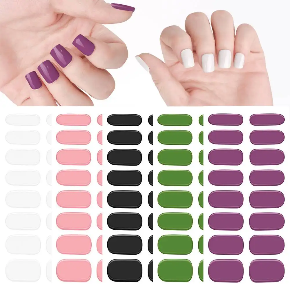 16 เคล็ดลับ 5D เต็มรูปแบบสติกเกอร์เล็บ UV Semi-Cured เจลเล็บห่อสติกเกอร์แฟชั่นเล็บเล็บสติกเกอร์ศิลปะ EXTENSION Patch