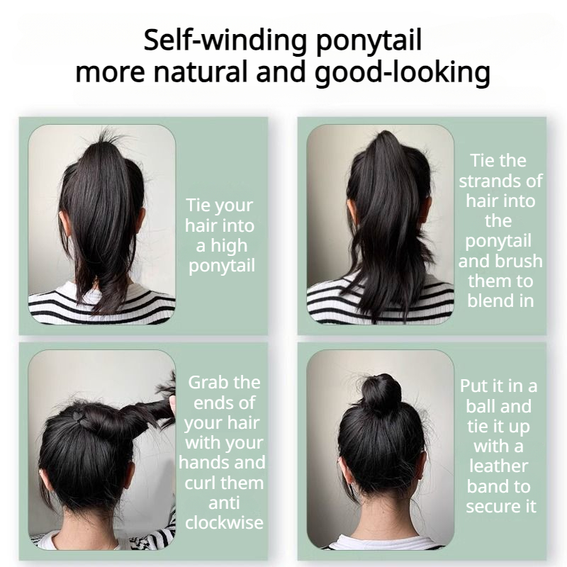 Moda peruca rabo de cavalo auto-torcido feixes de cabelo cabeça de pílula comprimento médio simulação tipo de laço de cabelo para mulher uso diário festa