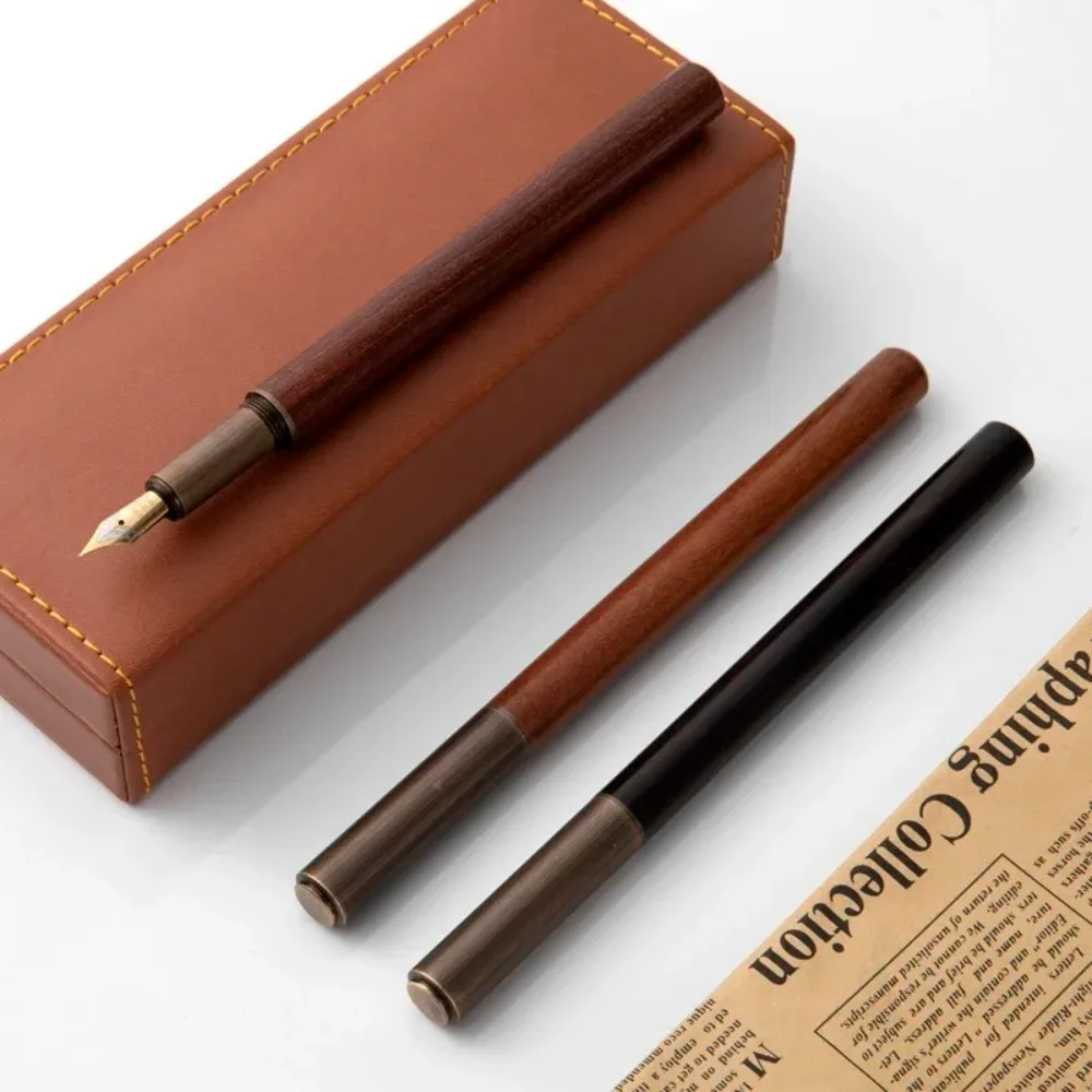 Luxo retro madeira bronze caneta fonte escritório negócios escrita arte caligrafia canetas de tinta 0.5mm escola estudante papelaria presentes