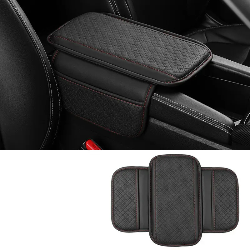 Almofada universal para descanso de braço de carro, couro pu, respirável, console central, caixa, anti arranhões, apoio de braço, capa protetora
