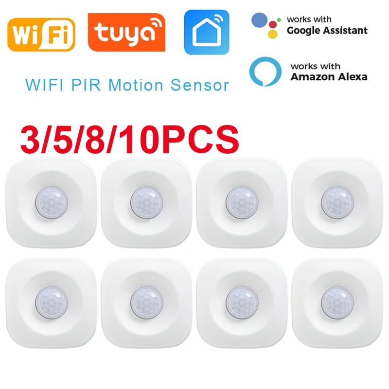 Alexa Tuya-Sensor de movimiento PIR WiFi, alarma, aplicación Smart Life, sistema inalámbrico de seguridad para el hogar, Detector de movimiento del cuerpo humano
