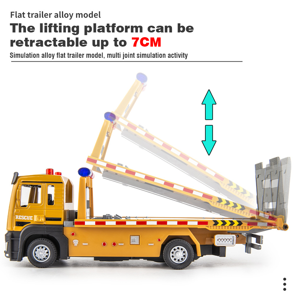 Modelo de caminhão de liga 1/32 Diecast Flatbed Trailer Trucsk com luz sonora Moveble Engenharia Carro Trator Brinquedos para Meninos Crianças Presente