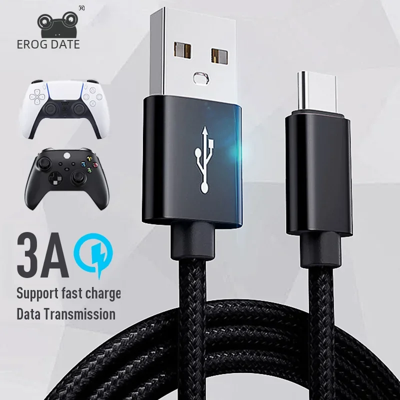 DATA FROG-Cable de carga para PS5/Xbox Series S X, Cable de alimentación USB tipo C para Playstation 5, accesorios para Gamepad, 1m/2m/3m