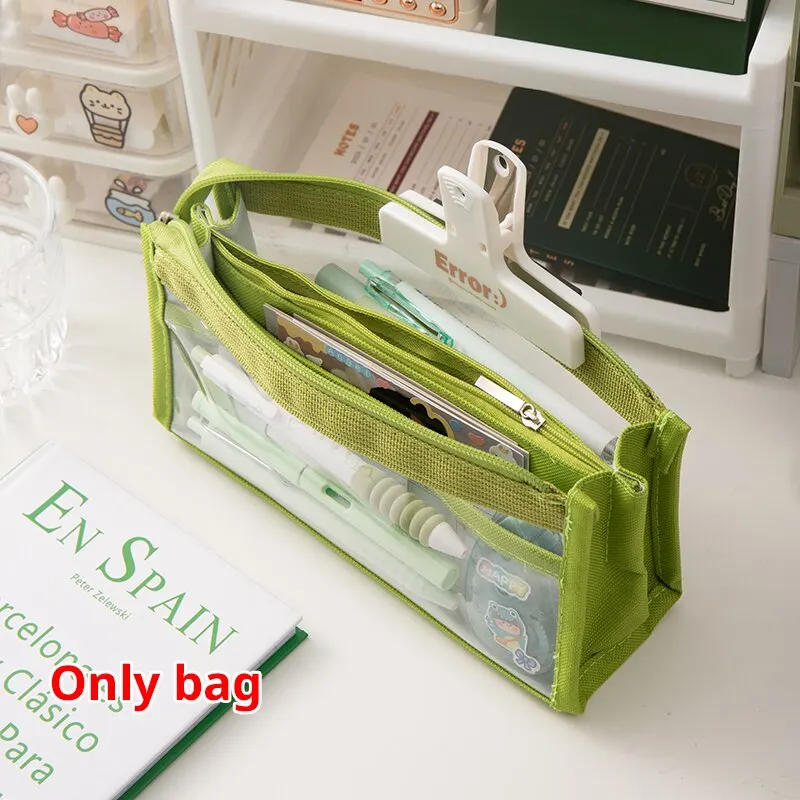 Sechsschichtiges Federmäppchen mit großer Kapazität, Schreibwarenzubehör, hohes Aussehen, transparente PVC-Aufbewahrungstasche für Schreibwaren