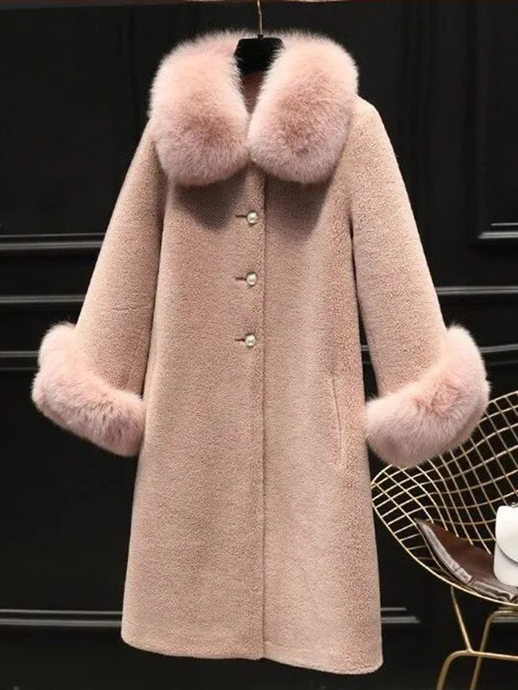 Long Warm Elegant Mid-length Half Sleevefaux Rabbit Fur Jacket Trend Fashion Winter Casual Plush Chaqueta Chic Luxury Outerwears