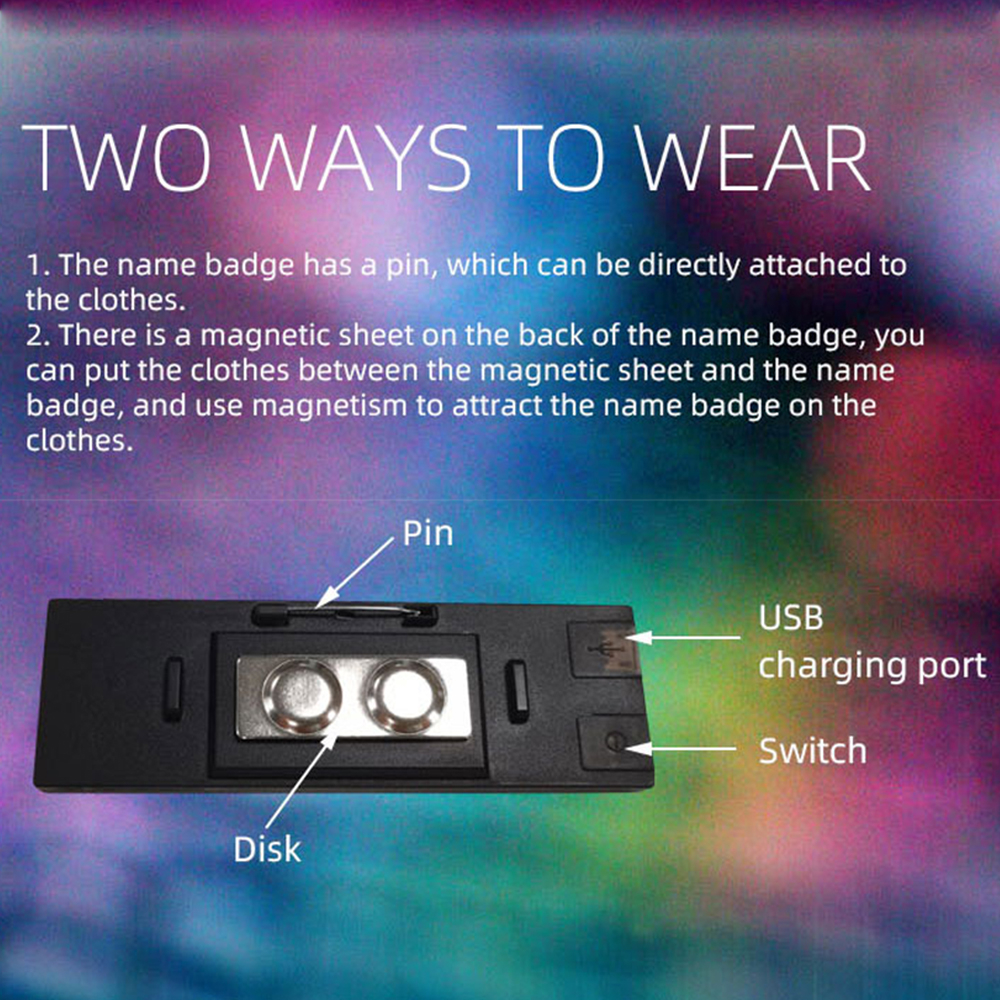 Bluetooth LED Namensschild DIY programmierbare Scrolling Message Board mehrsprachige Mini LED Tag Muster Display für Party Meeting