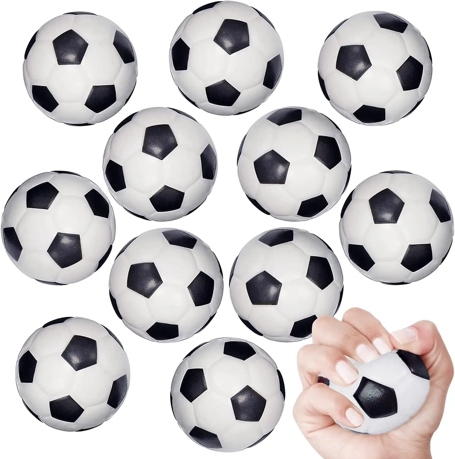 12 pçs mini bola de estresse de futebol espuma esportes bola de estresse em massa favores de festa de futebol pequena bola de futebol de espuma para crianças alívio do estresse