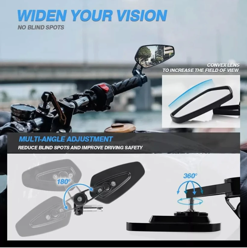 1Pair Motorcycle Handle Bar End Mirror For Yamaha MT09 MT03 MT125 900 Tracer Motorcycle Side Mirrors Replacement Parts