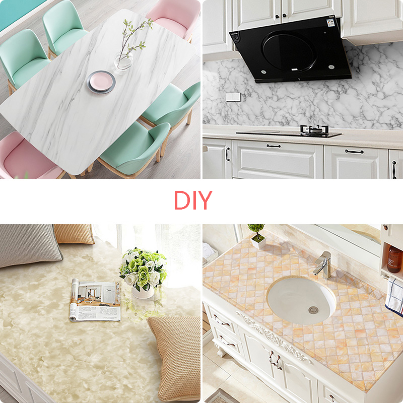 ฟิล์มไวนิล Self Adhesive หินอ่อนสำหรับห้องน้ำห้องครัวตู้เคาน์เตอร์กระดาษ PVC สติ๊กเกอร์ติดผนังกันน้ำ