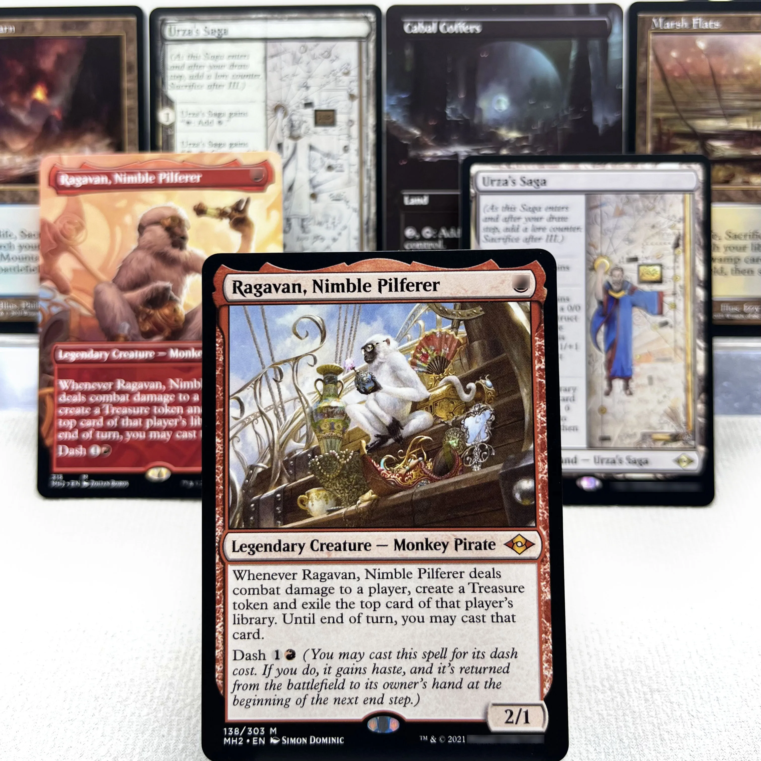 Карты MH2 HOLO7-I03 Tcg Magical Urza's Saga Ragavan, Nimble Pilferer Arid Mesa фехз, остые сальницы Misty Gather