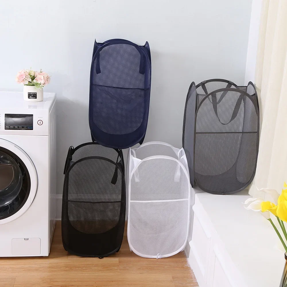 Große Kapazität Schmutzige Kleidung Korb Lagerung Eimer Mesh Badezimmer Tragbare Faltbare Schmutzige Kleidung Korb