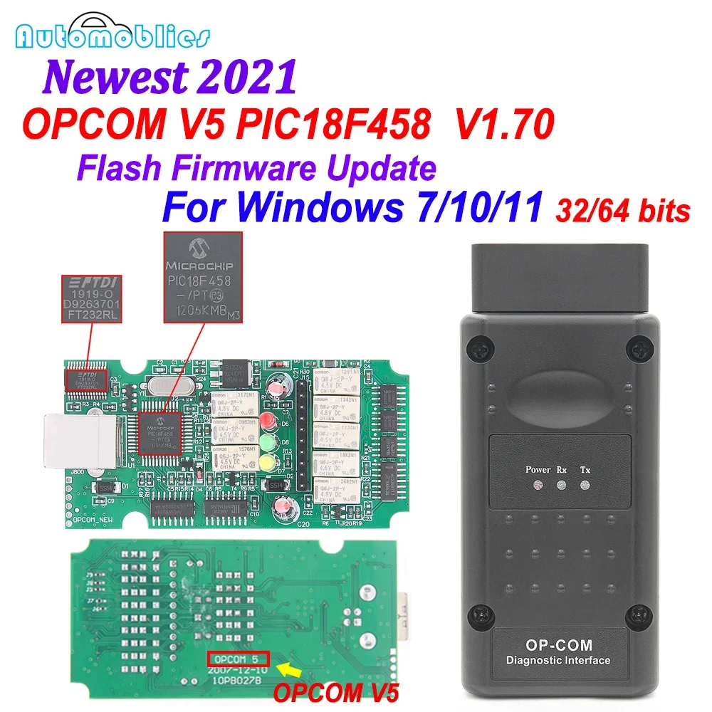 Opcom V5 V1.70 Pic18f458 Ftdi Flash Firmware Update Kan Bus Op Com 1.70 Voor Opel 2021 Obd Obd2 Scanner Auto Diagnostische Tool