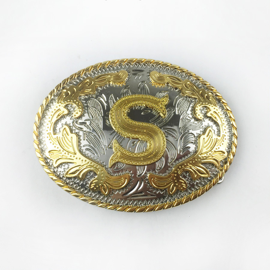 Weiß Karat Gold Muster 26 Englisch Brief Gürtels chnalle Kopf Mode lässig Gold Schnalle