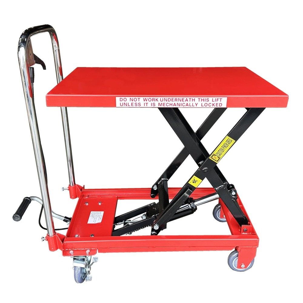 Hydraulic Lift Cart, 500 Lb. Capacity, 28" x 18" Platform, 9.25" to 28.5" Lift Height, 98lbs Net Weight