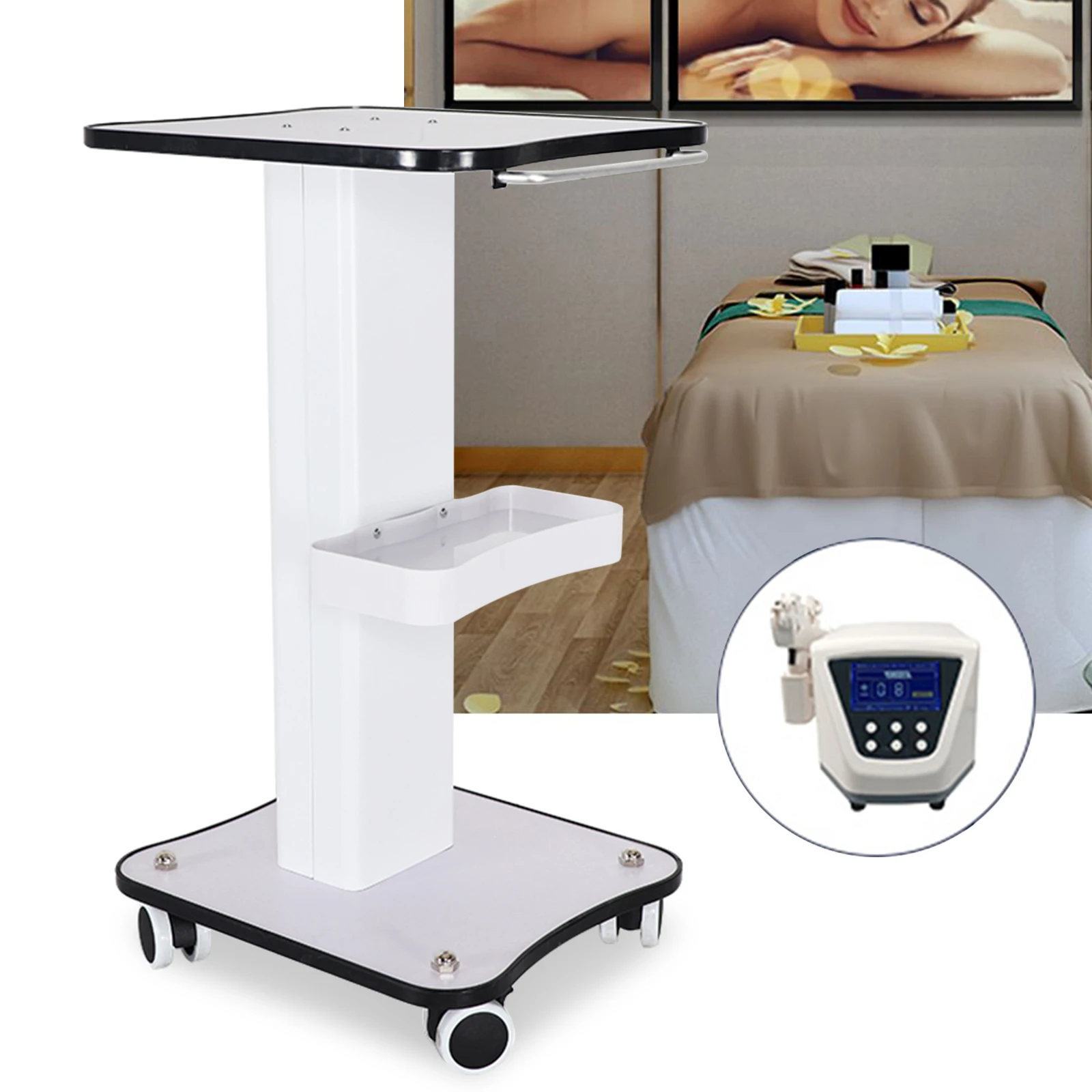 Carrello per salone di bellezza, carrello con rotelle per supporto per salone di bellezza a 3 livelli, supporto per carrello con rotelle per salone spa per salone ospedale