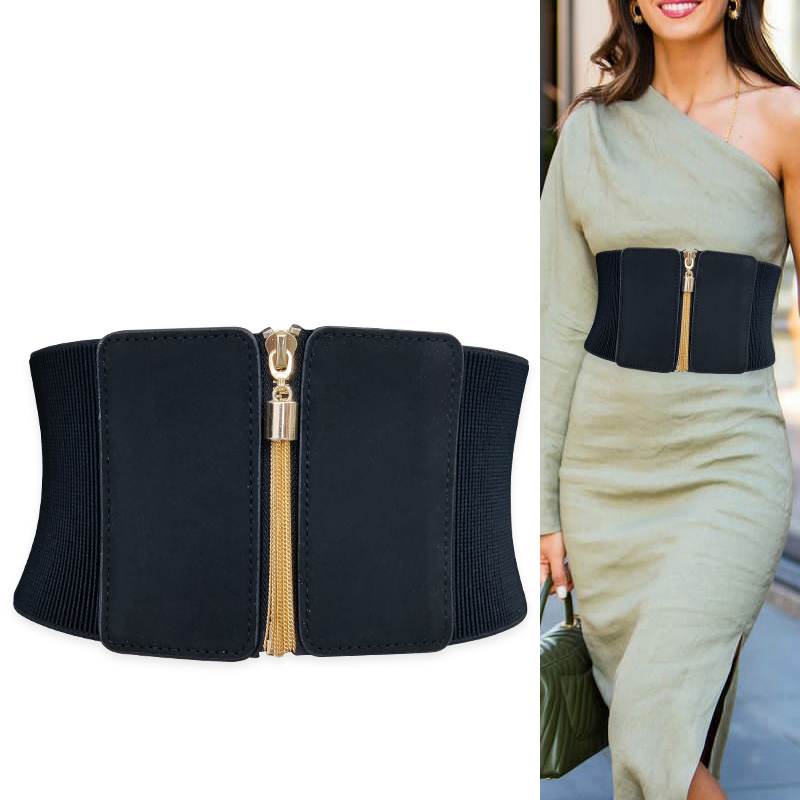 Plus Größe Elastische Schwarz Korsett Gürtel Breite Stretch Cummerbunds Weibliche Taille Designer Gürtel Für Frauen Hohe Qualität Kleid Bund