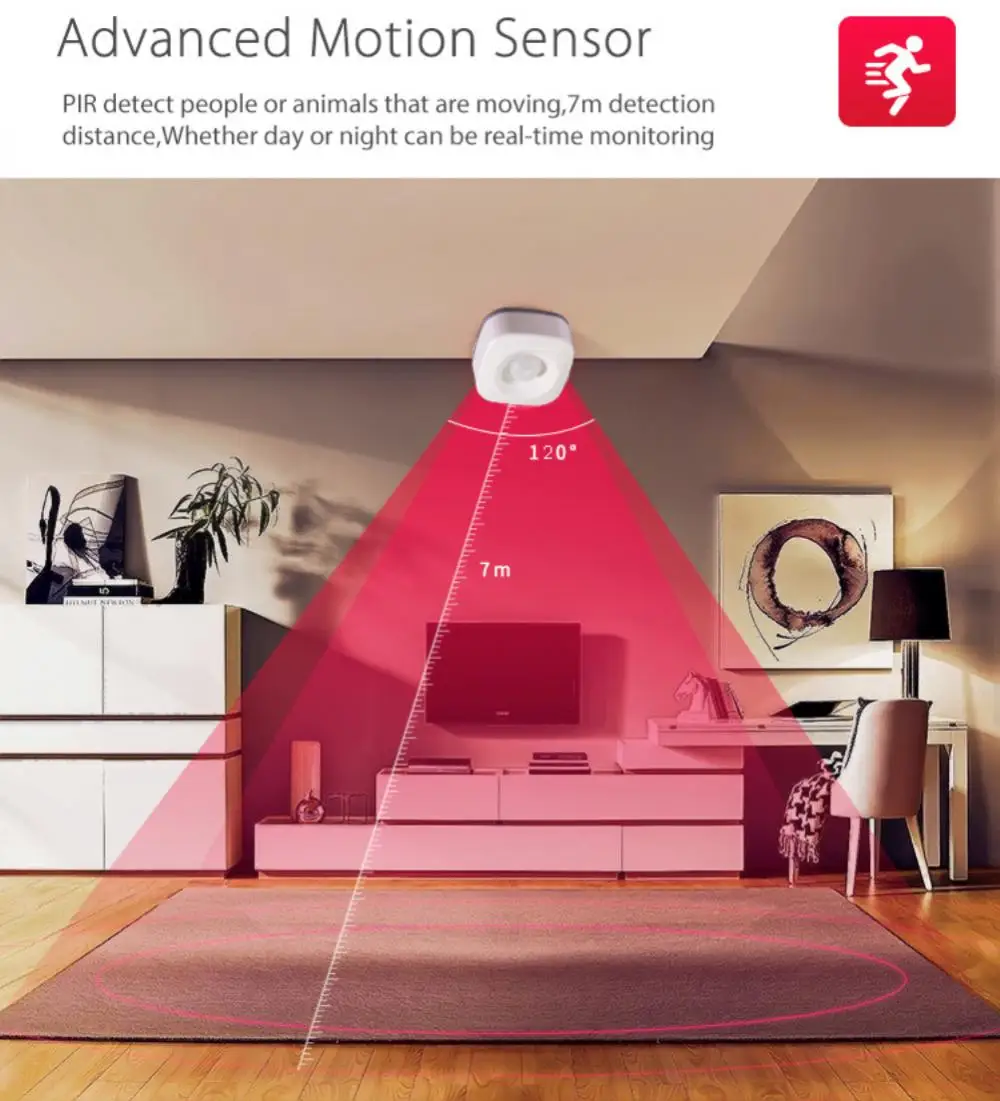 Alexa Tuya-Sensor de movimiento PIR WiFi, alarma, aplicación Smart Life, sistema inalámbrico de seguridad para el hogar, Detector de movimiento del cuerpo humano
