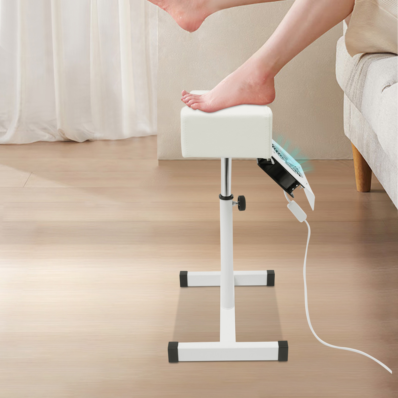 Professional Pedicure Stool Height Adjustable Manicure Chair Beauty Salon Spa Lift Stool Footrest Nail Bench w/Dust Cleaning Fan