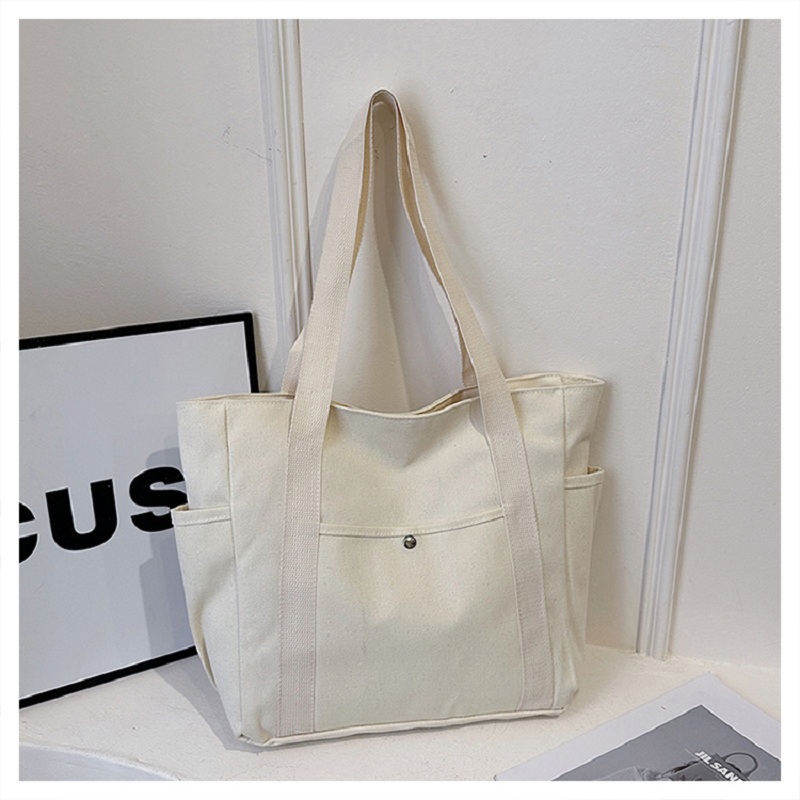 Bolso de hombro estilo Preppy, bolso Unisex de gran capacidad, bolso informal versátil de lona sólida, bolso cuadrado con cremallera para ir al trabajo para estudiantes