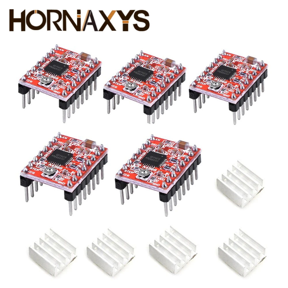 Piezas de impresora 3D A4988 DRV8825, controlador de Motor paso a paso con disipador de calor para placa SKR V1.3 1,4 GTR V1.0 RAMPS 1,4 1,6 MKS GEN, 5 uds.
