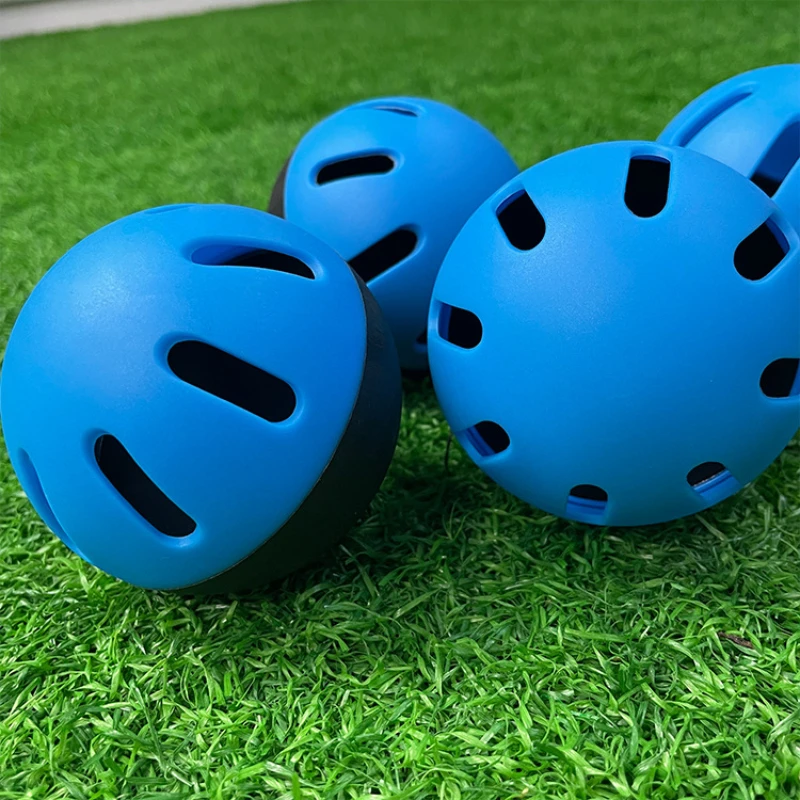 5 pçs bolas de prática de beisebol 74mm super macio bolas auxiliares internas e externas eva buraco oco bolas preto & azul duplicados