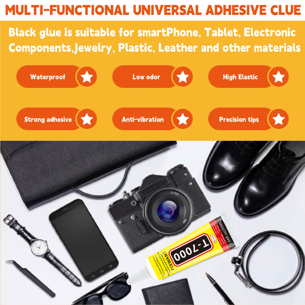 T7000 Black Contact Cellphone Tablet Repair Adhesive Strong T-7000 Glue 15ML with Fine Needle