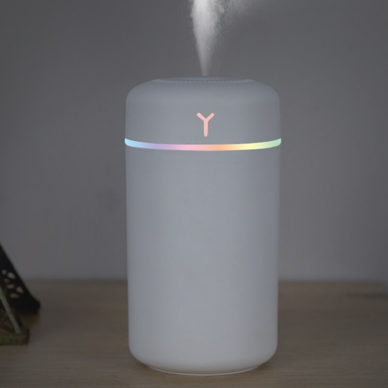 Umidificador de ar portátil com lâmpada noturna LED, Umidificador Aromaterapia para Casa e Carro, Pulverizador USB, Lâmpada noturna colorida, 1 PC, 390ml